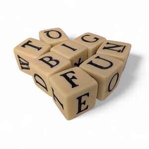 COLLECTIVE WISDOM DICE ABC Blocks Game Cream Black Alphabet Letters Travel Set